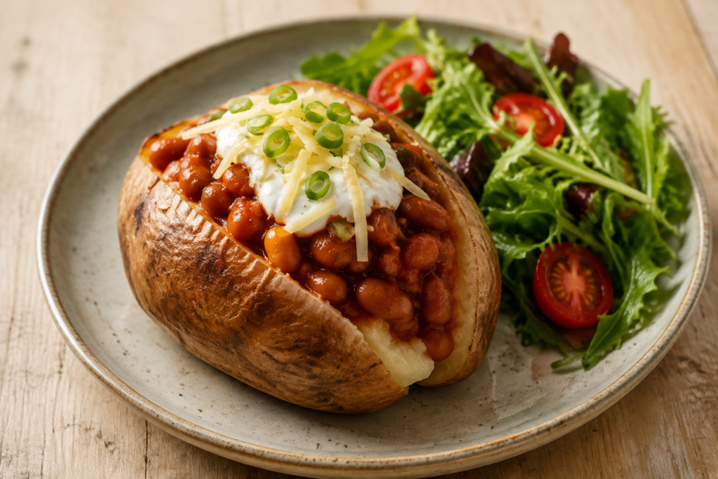 Baked Potatoes with Bean Filling